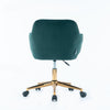 Chic Velvet Spin Chair with Gold Legs - Dark Green