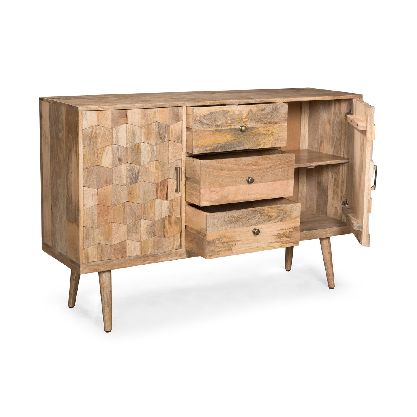 Chic 3-Drawer Sideboard with Trendy Doors