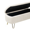 Chic Ivory Storage Ottoman with Gold Legs