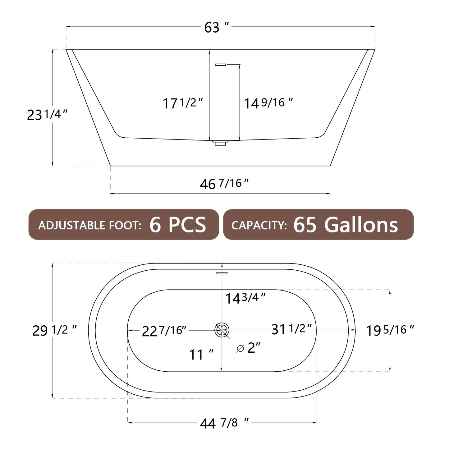 Elegant Oval Freestanding Soaking Tub