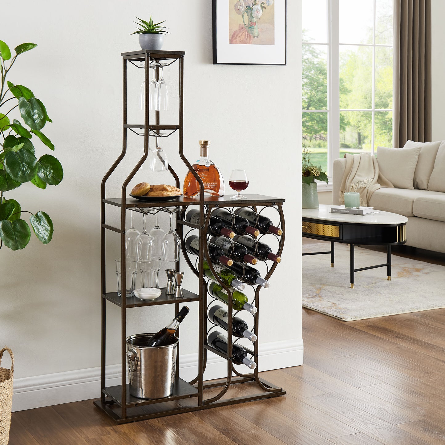 Chic Grey Wine Rack & Glass Holder