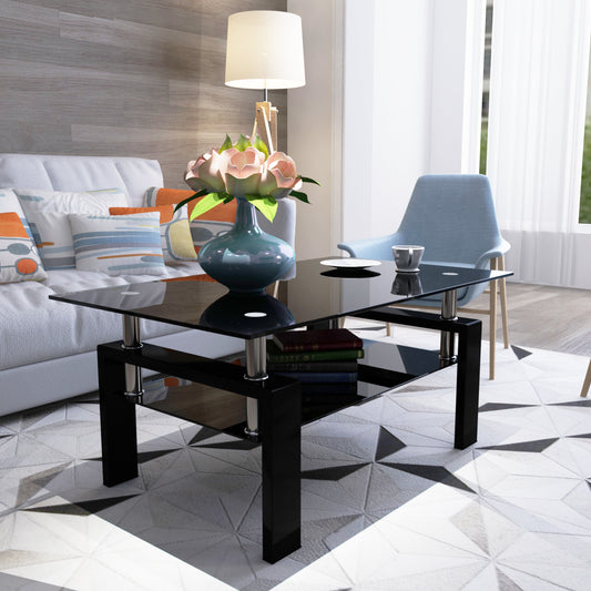 Sleek Black Glass Coffee Table