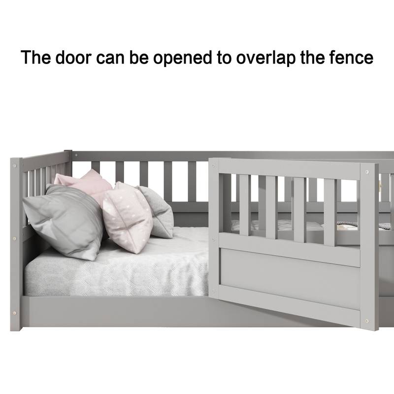 Cozy Montessori Twin Floor Bed with Safety Barrier