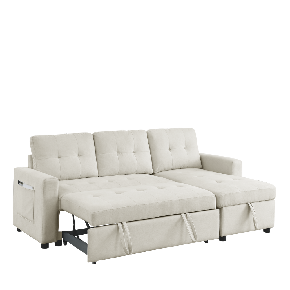 Cozy Reversible Sleeper Sofa with Storage Space