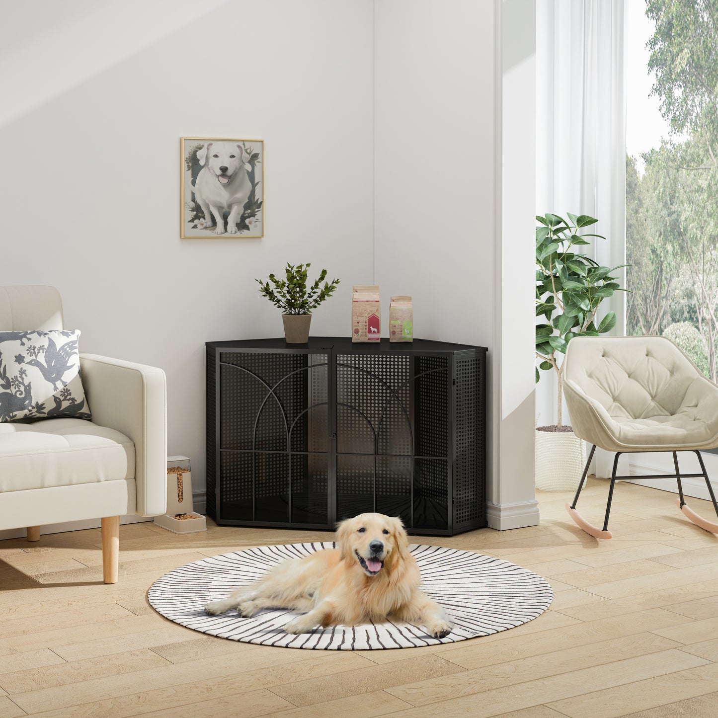 Cozy Corner Dog Den with Glass Doors