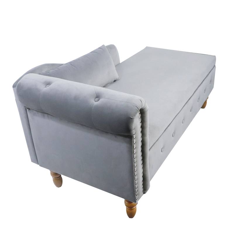 Velvet Dream Lounge Chair with Storage & Pillow