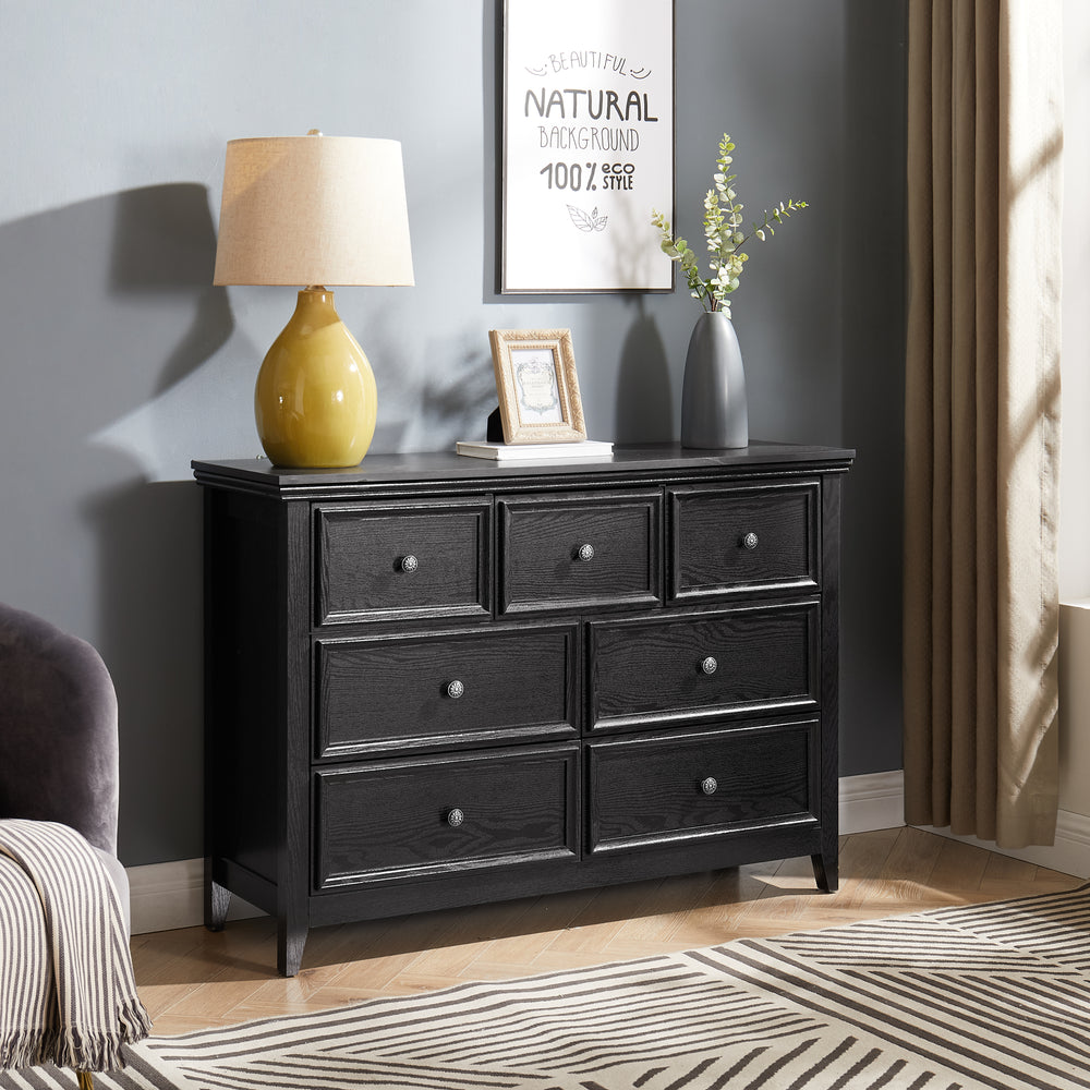 Chic Black 7-Drawer Dresser