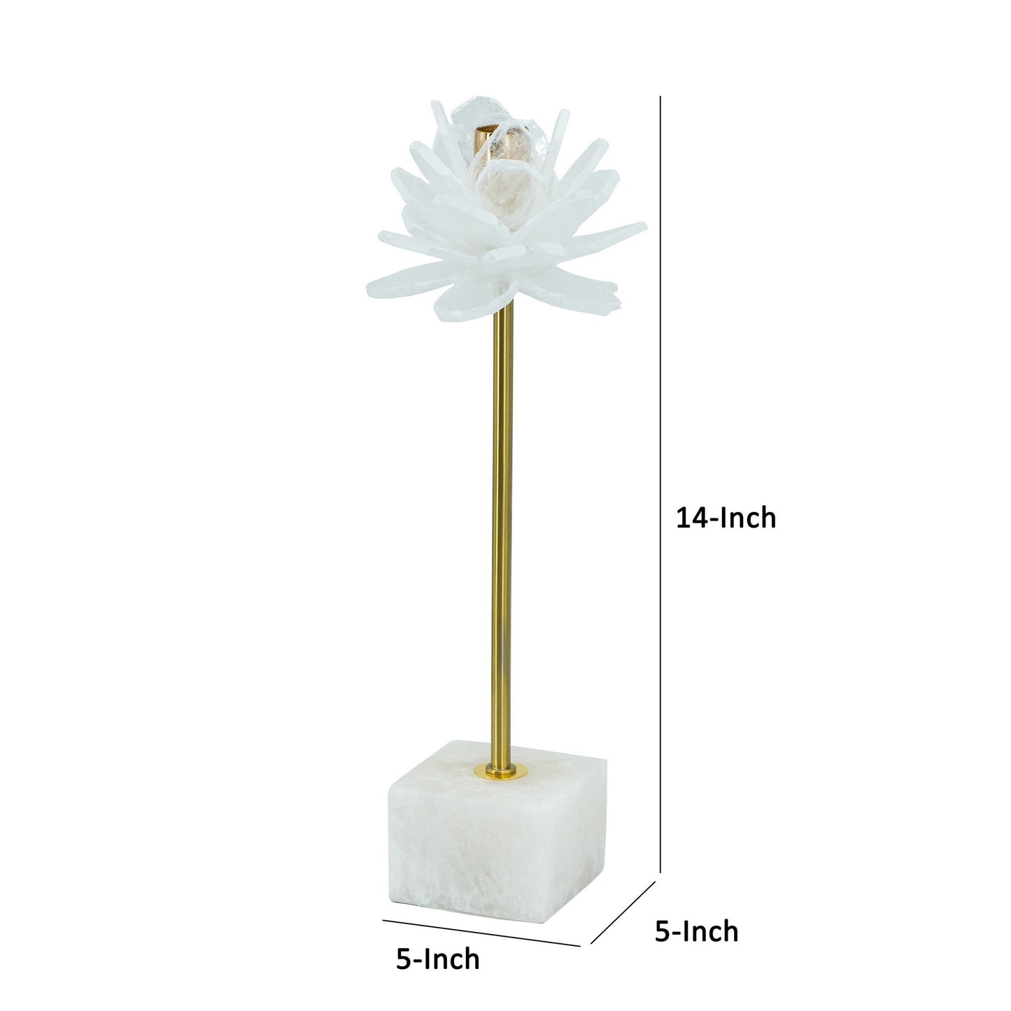 Sleek Selenite Candle Holder in Gold & White