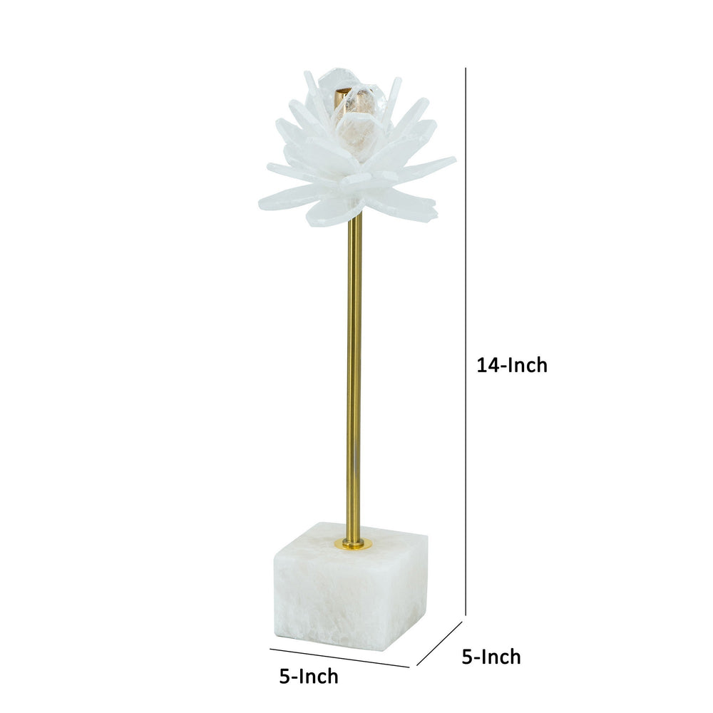 Sleek Selenite Candle Holder in Gold & White