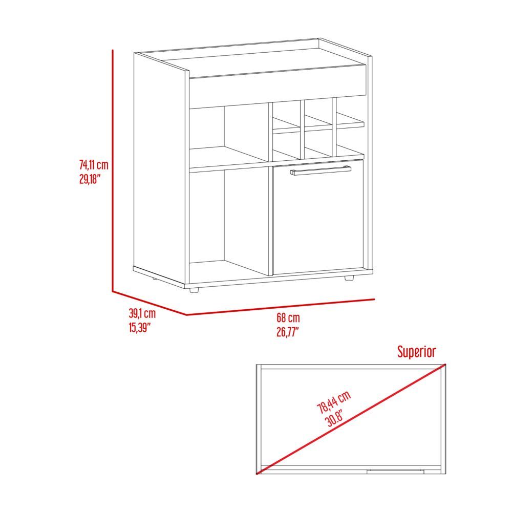 Chic Coffee Cart with Storage & Bottle Racks