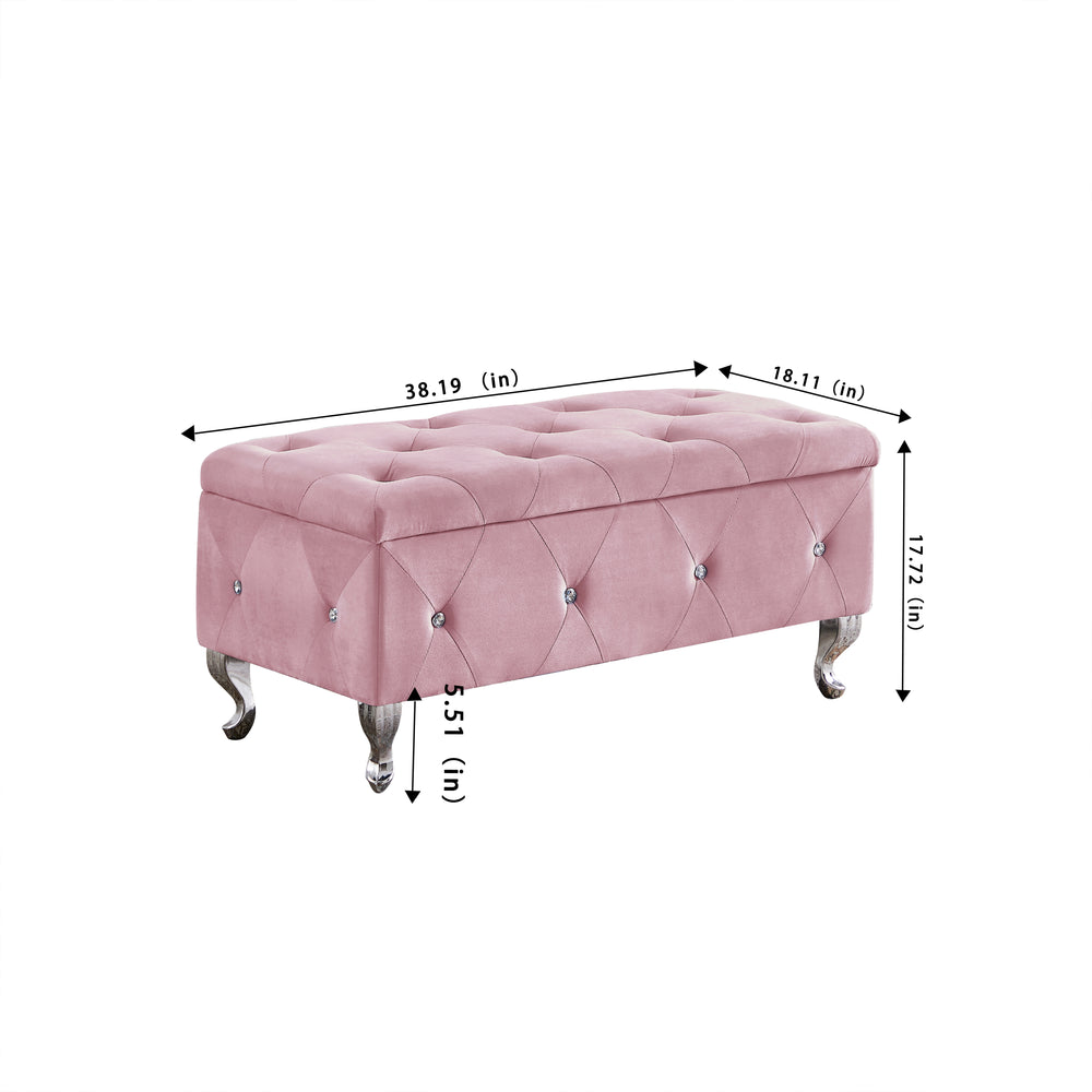 Cozy Pink Storage Bench with Padded Seat