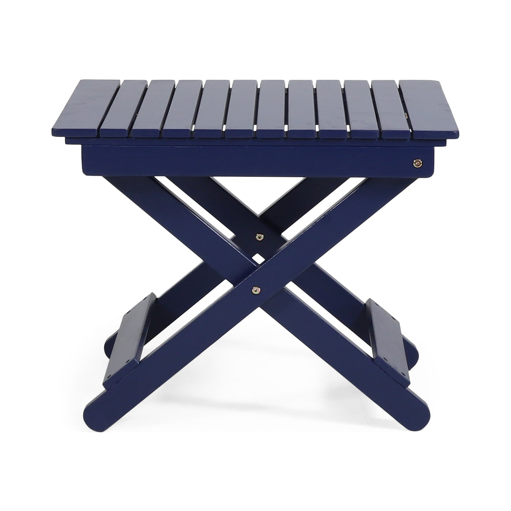 Navy Blue Folding Wooden Side Table