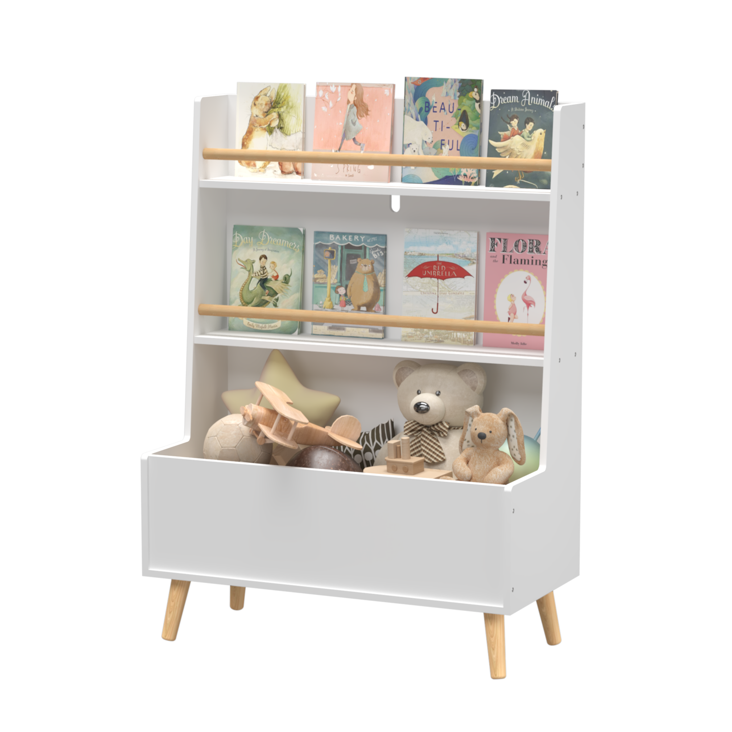 Brightly Kids Bookshelf & Toy Organizer