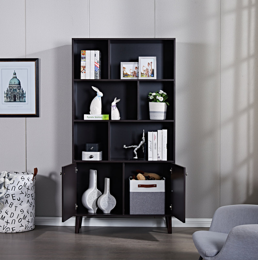 Chic Coffee Bookcase with Doors