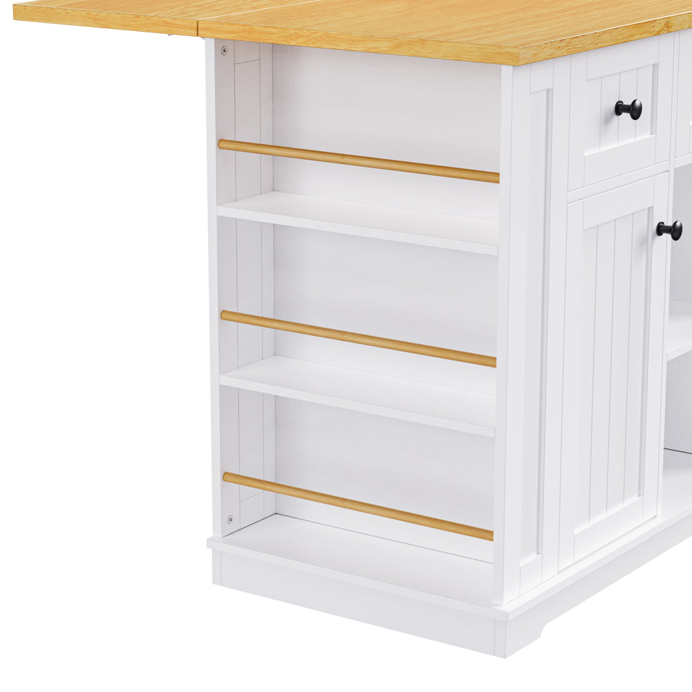 Versatile Kitchen Island on Wheels with Drop Leaf and Power Outlet