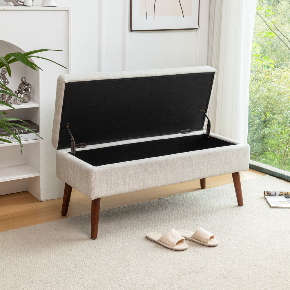 Cozy Off-White Storage Bench