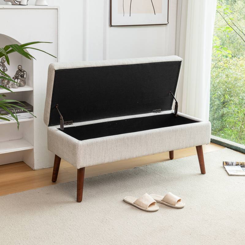 Cozy Off-White Storage Bench