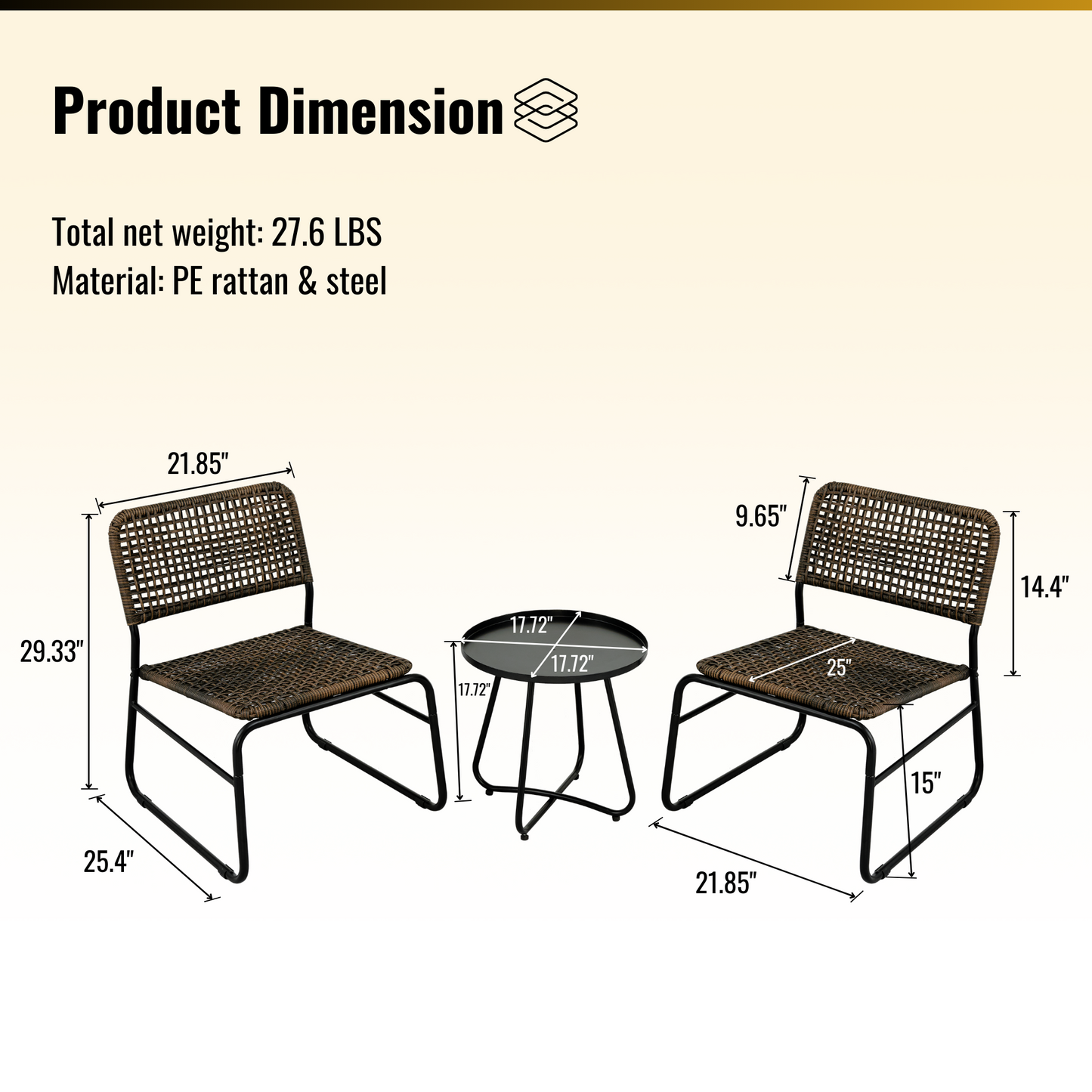 Chic Rattan Patio Set with Modern Round Table