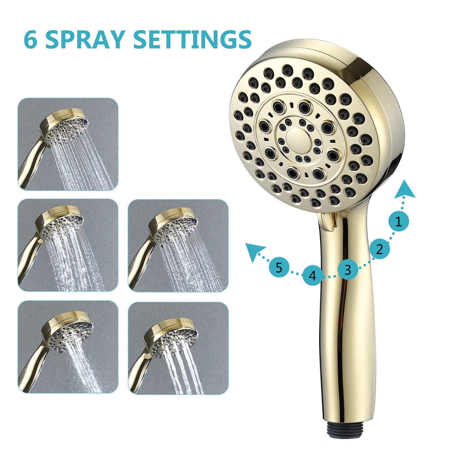 Golden Power Handheld Shower Head