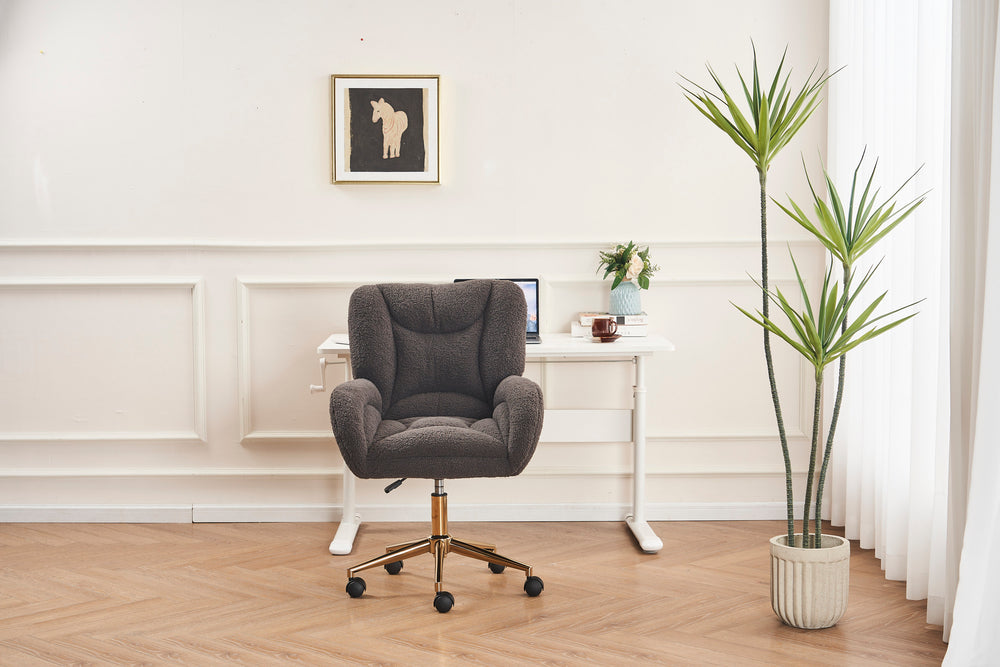 Cozy Swivel Teddy Chair with Gold Base