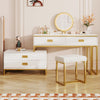 Chic Makeup Vanity with LED Light and Movable Cabinet