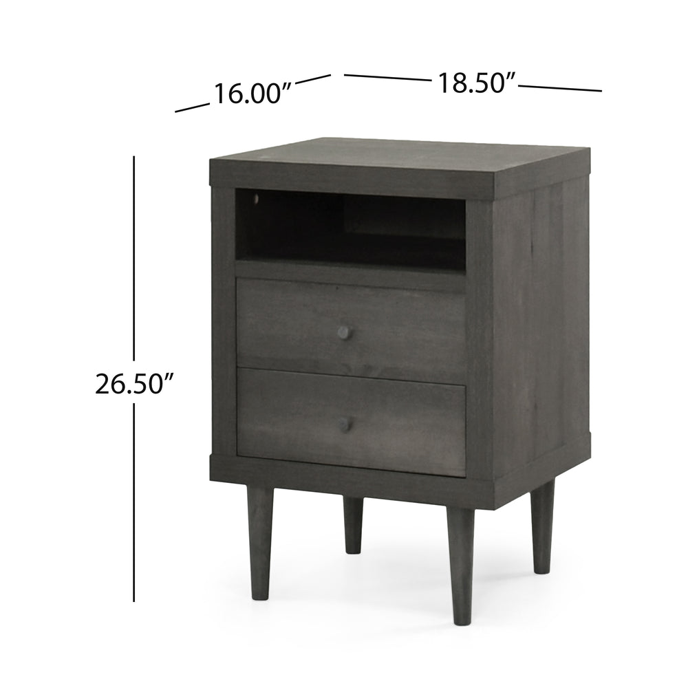 Sleek Double Drawer Nightstand