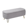 Chic Grey Faux Fur Storage Ottoman Bench