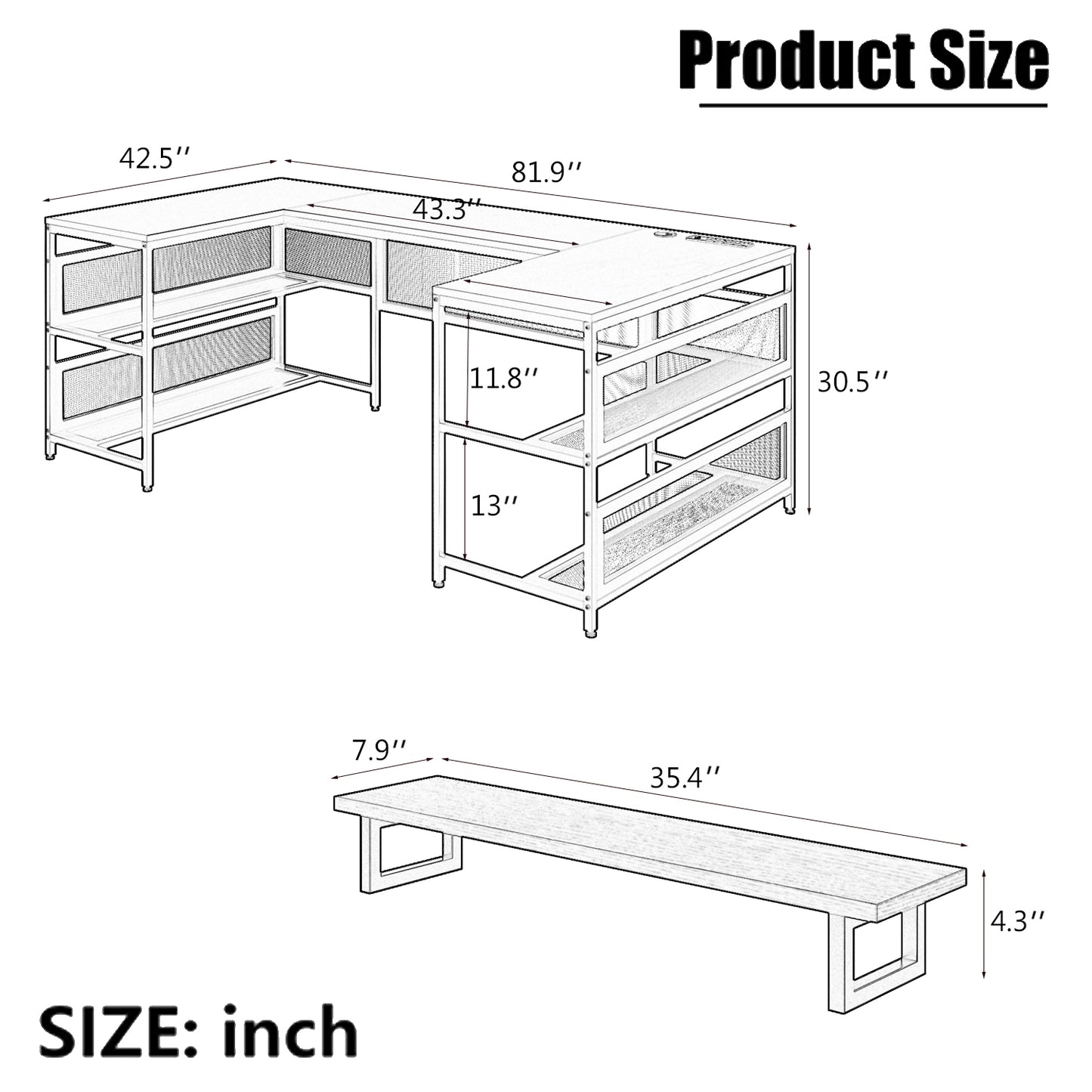 Chic U-Shaped Gaming Desk with Power & LED Glow