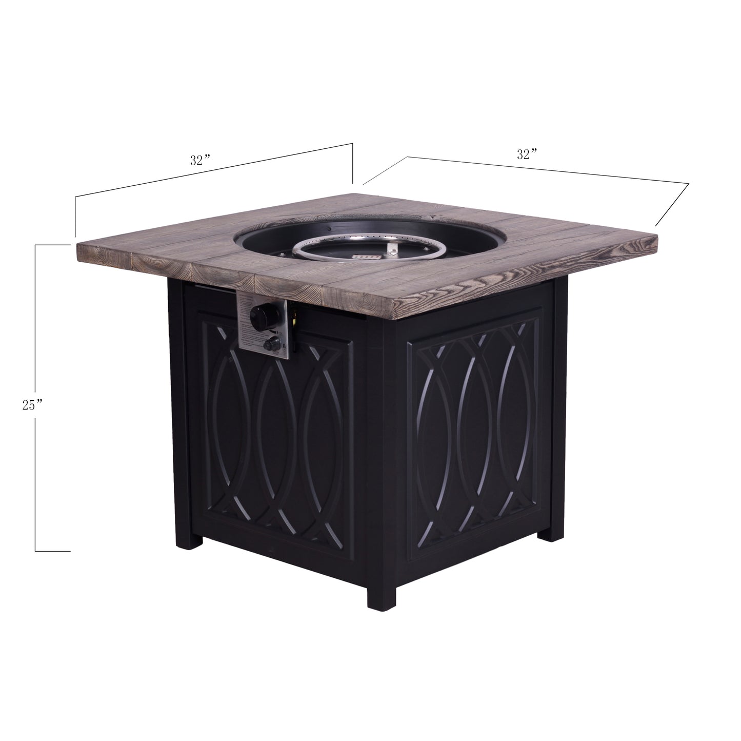 Chic Woodgrain Propane Fire Pit Table