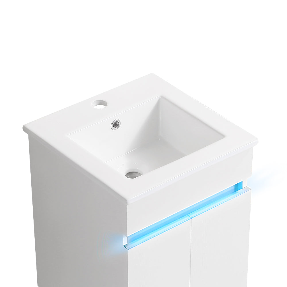 Sleek Wall-Mounted Bathroom Vanity with Sensor Light