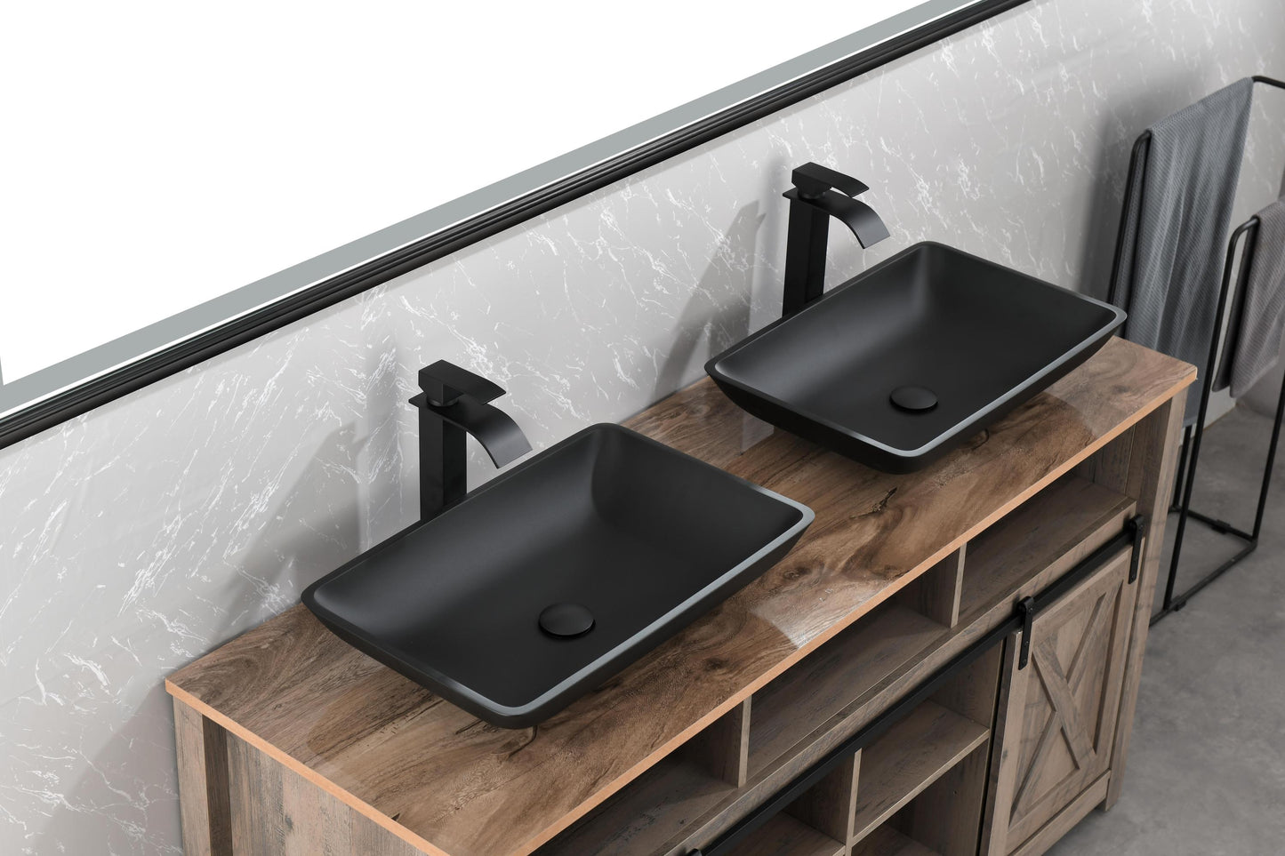 Sleek Black Vessel Sink Set