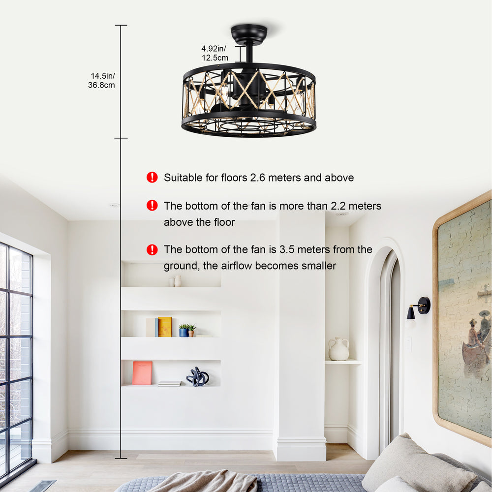 Chic Black Ceiling Fan with Remote - Quiet Comfort for Any Room