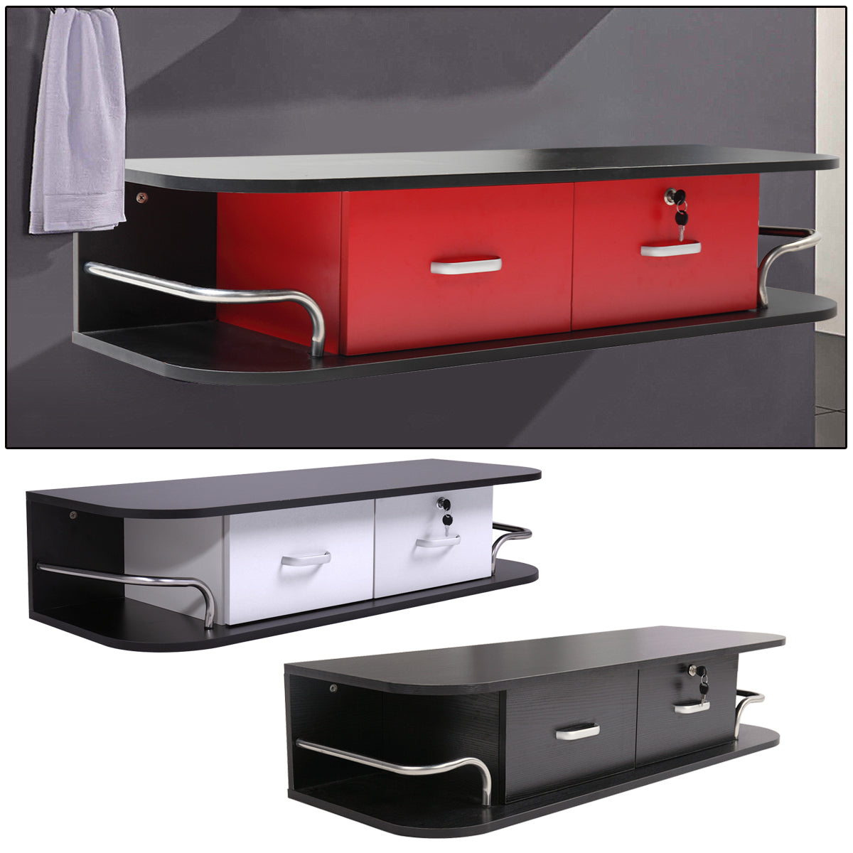 Sleek Salon Styling Station with Secure Storage