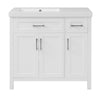 Elegant White Bathroom Vanity with Integrated Sink and Ample Storage