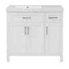 Elegant White Bathroom Vanity with Integrated Sink and Ample Storage