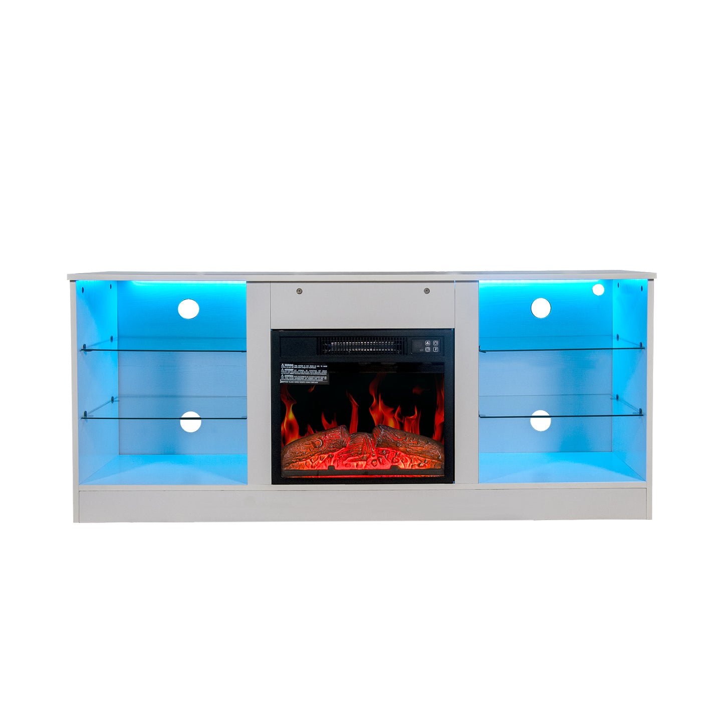 Cozy Fireplace TV Stand – Modern Entertainment Hub with Electric Heater and Storage