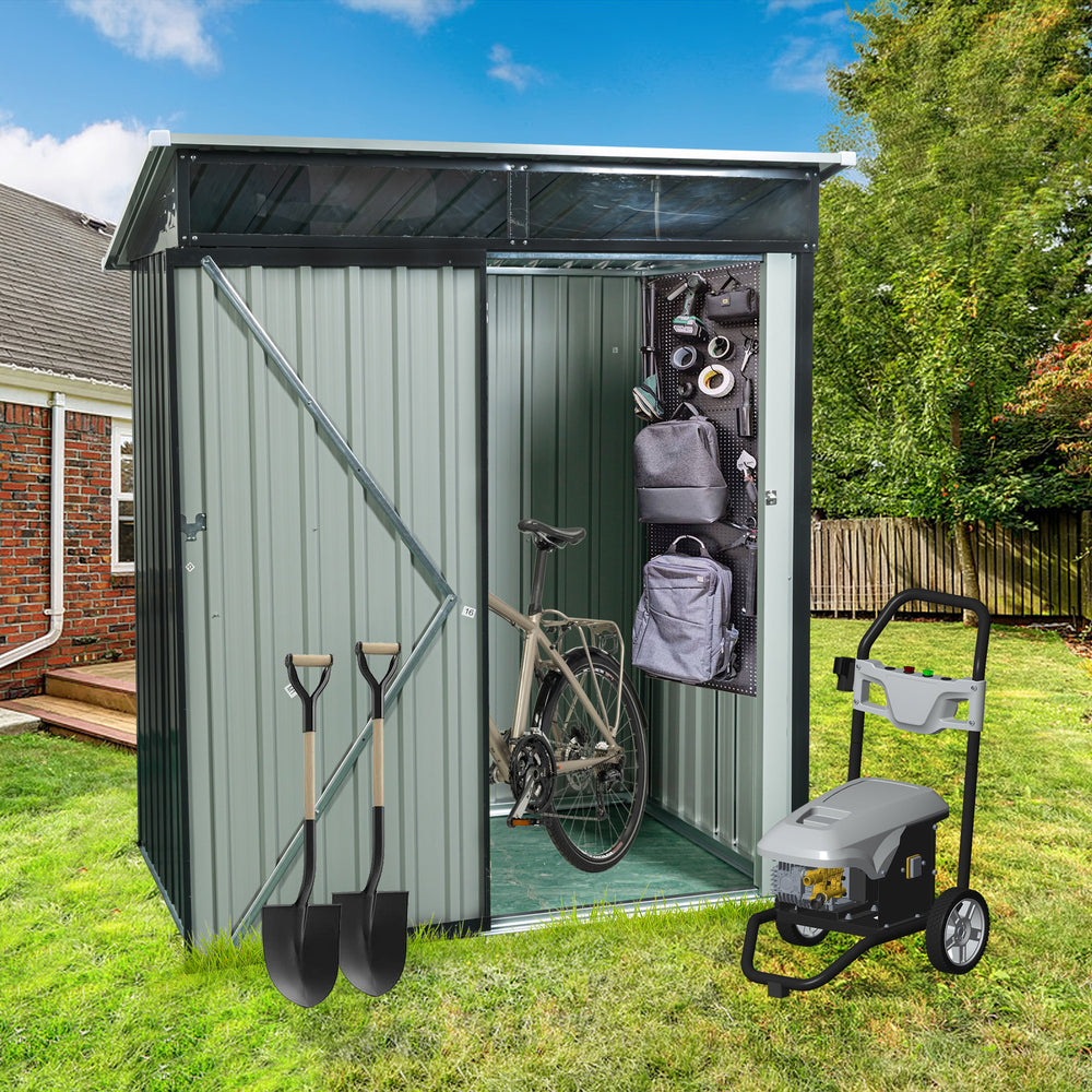 Chic Black Outdoor Storage Shed with Clear Panels