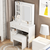 Chic Compact Vanity Set with LED Mirror and Cushioned Stool