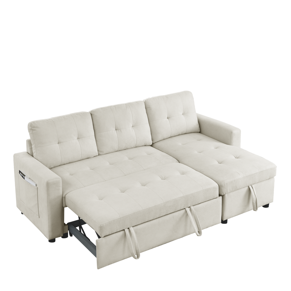 Cozy Reversible Sleeper Sofa with Storage Space