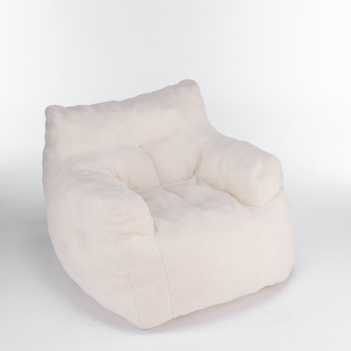 Cozy Teddy Bean Bag Chair in Ivory White