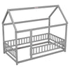 Cozy House-Style Twin Bed with Guardrails in Grey