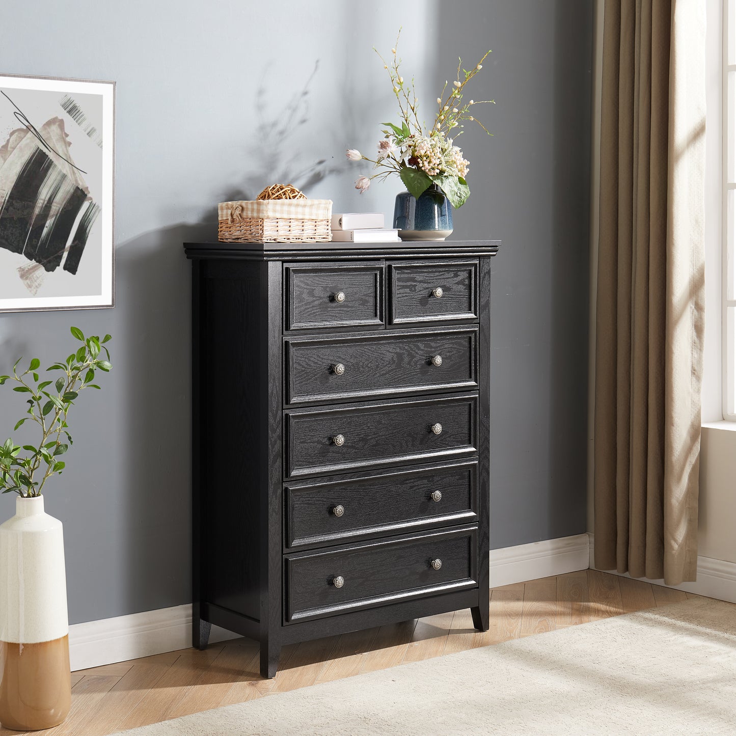 Chic Storage Dresser with Six Drawers