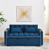 Blue Velvet Dream Sofa Bed: Foldable, Adjustable & USB-Ready