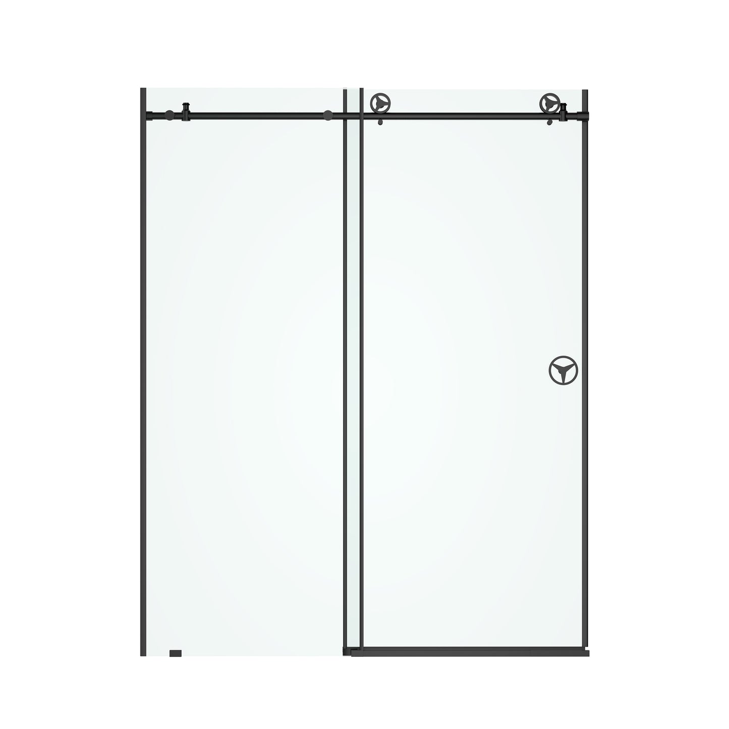 Sleek Matte Black Frameless Shower Door with Clear Glass