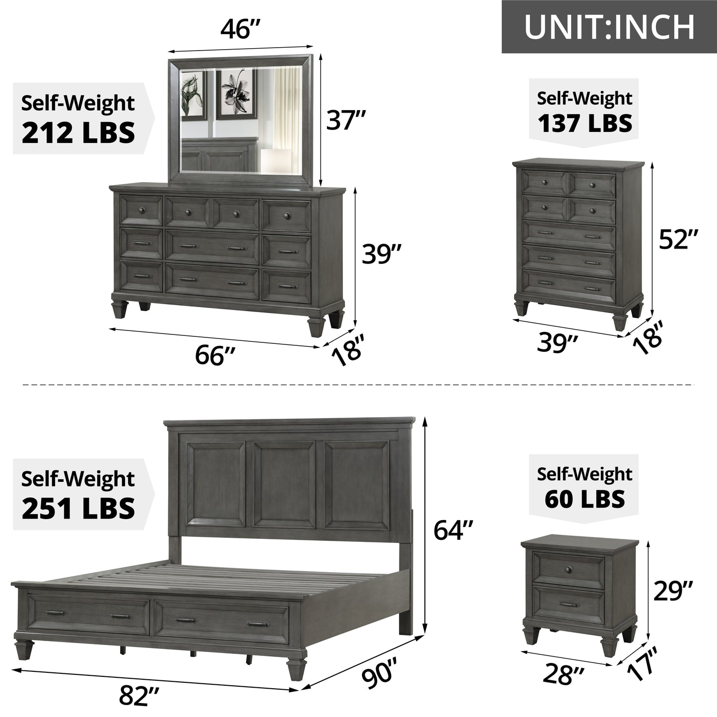 Cozy King Bedroom Set – Stylish Gray Furniture Ensemble