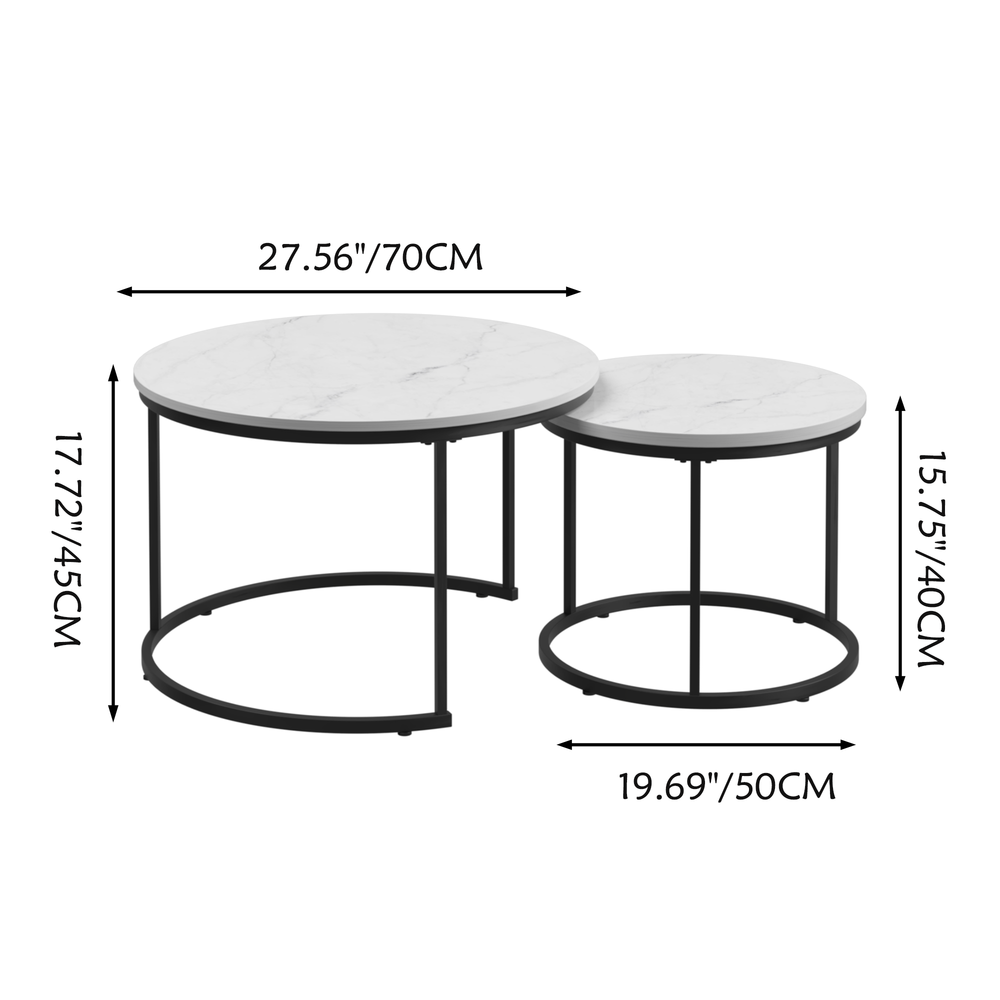 Chic Nesting Coffee Tables with Marble-Look Surface