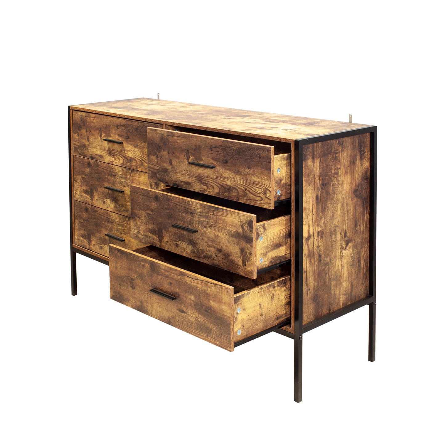 Rustic Industrial 6-Drawer Dresser - Stylish Storage for Every Room