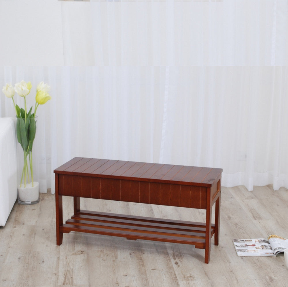 Charming Cherry Wood Shoe Bench with Storage