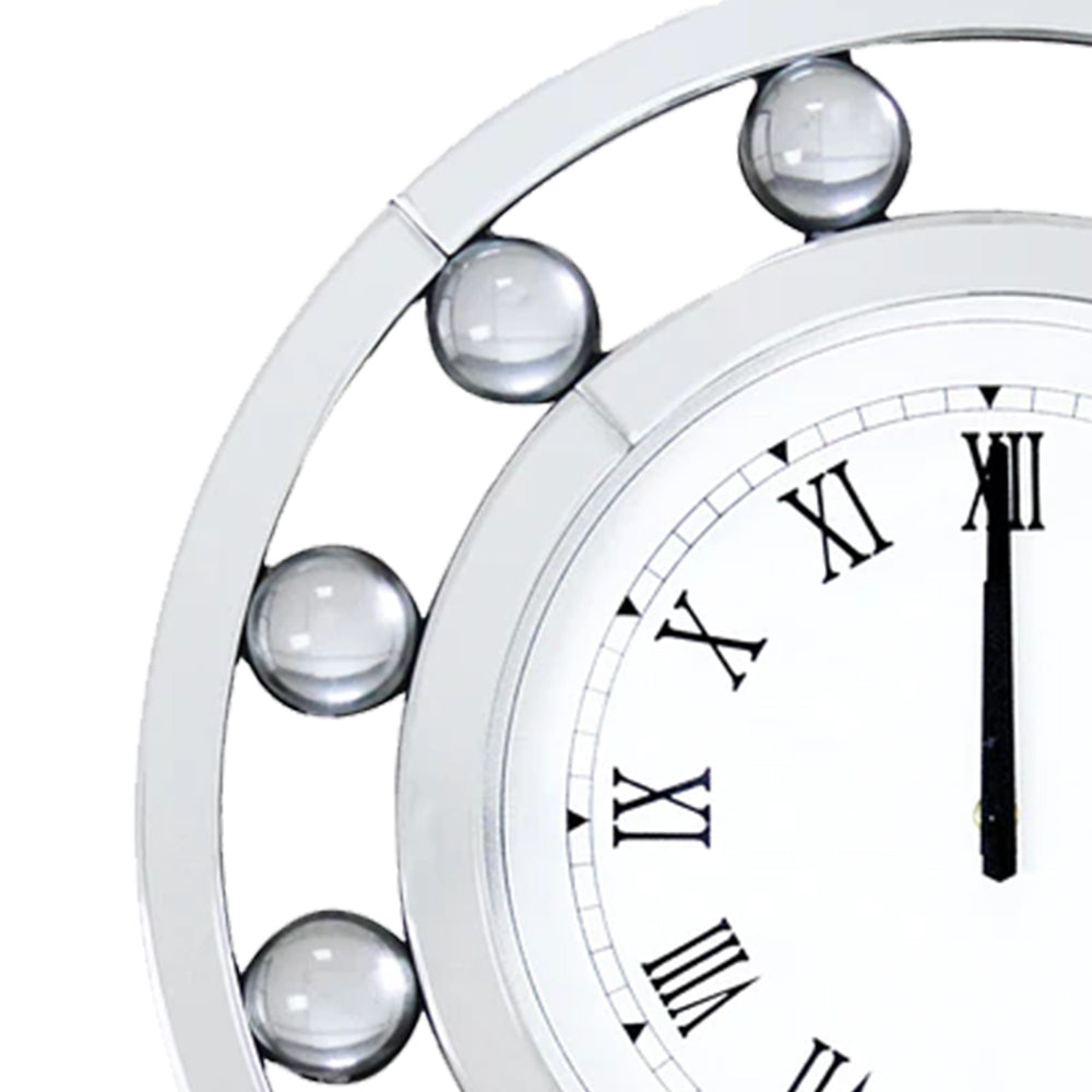 Chic White Round Mirror Clock