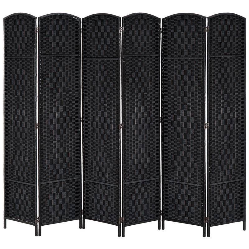 Chic Black Wicker Room Divider
